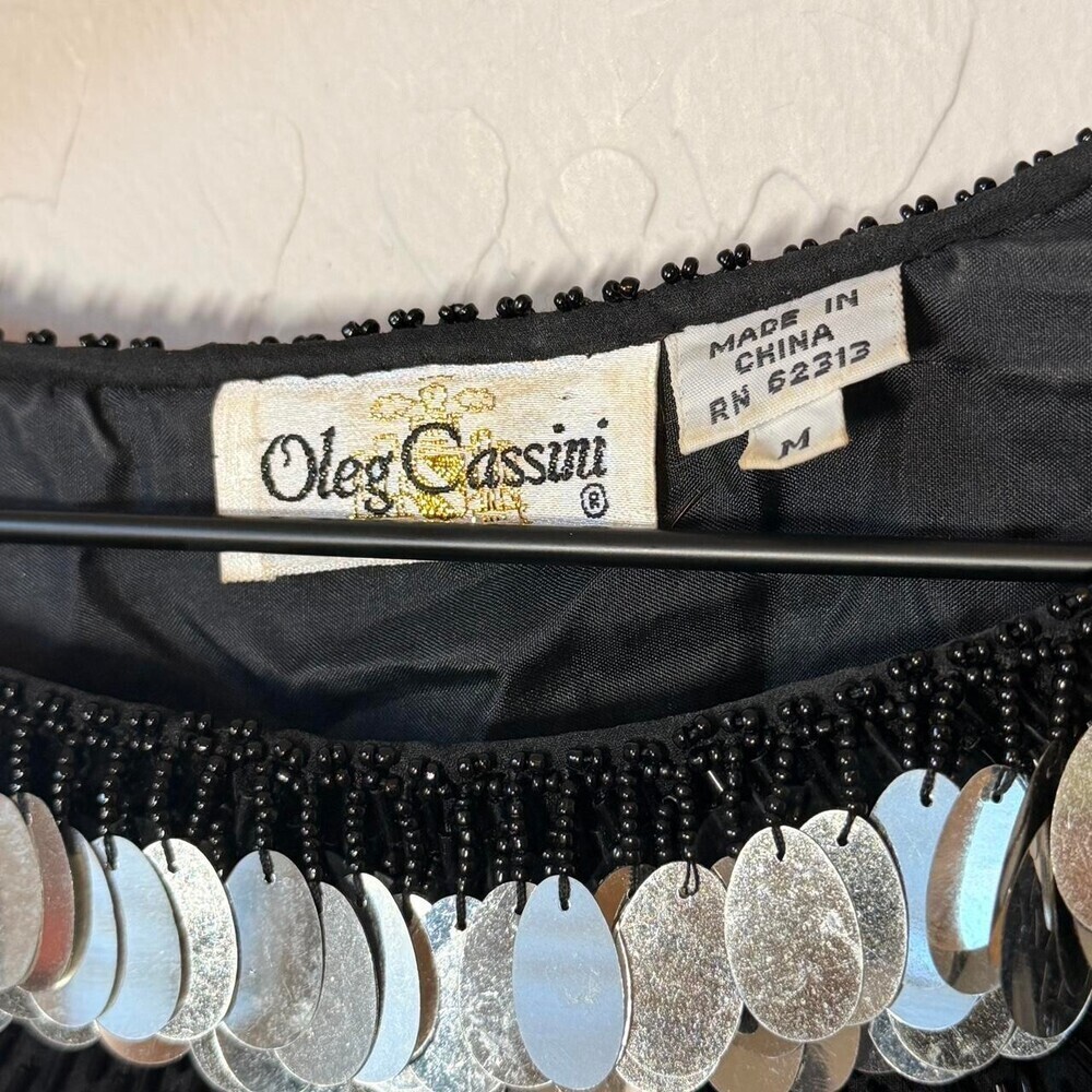Vintage Oleg Cassini Sequin Beaded Blouse Size M - Picture 3 of 4